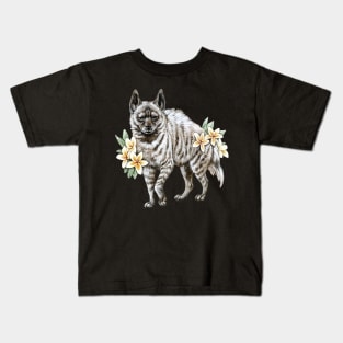 Striped Hyena with Frangipanis Kids T-Shirt